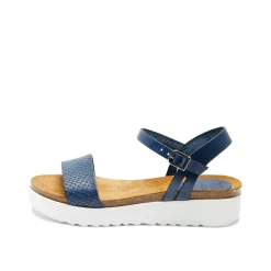Eden Leather Sandal Snake Blue