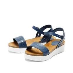 Eden Leather Sandal Snake Blue