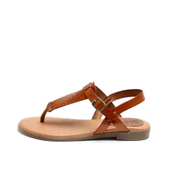 Flora Leather Sandal Snake Whisky