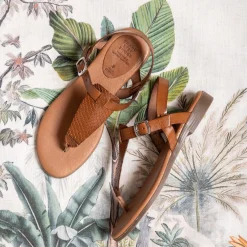 Flora Leather Sandal Snake Whisky