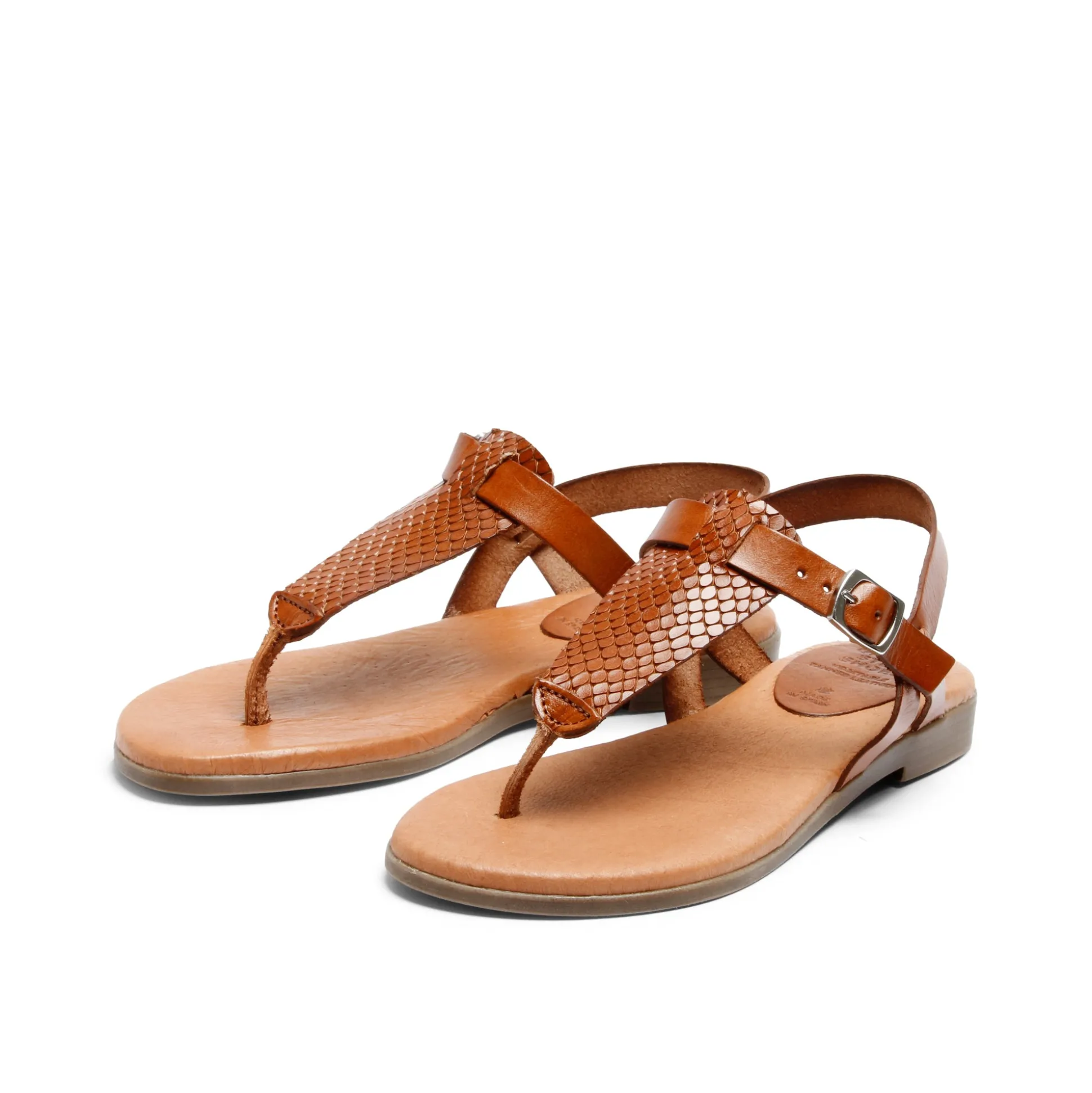 Flora Leather Sandal Snake Whisky