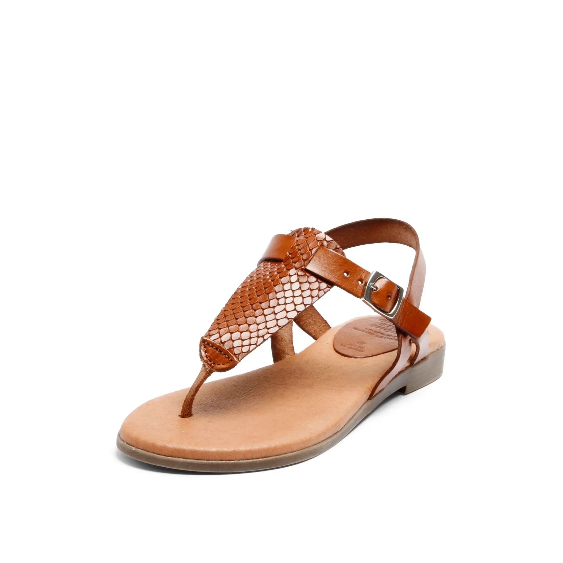 Flora Leather Sandal Snake Whisky