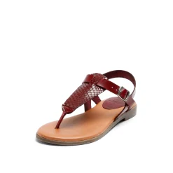 Flora Leather Sandal Snake Bordo
