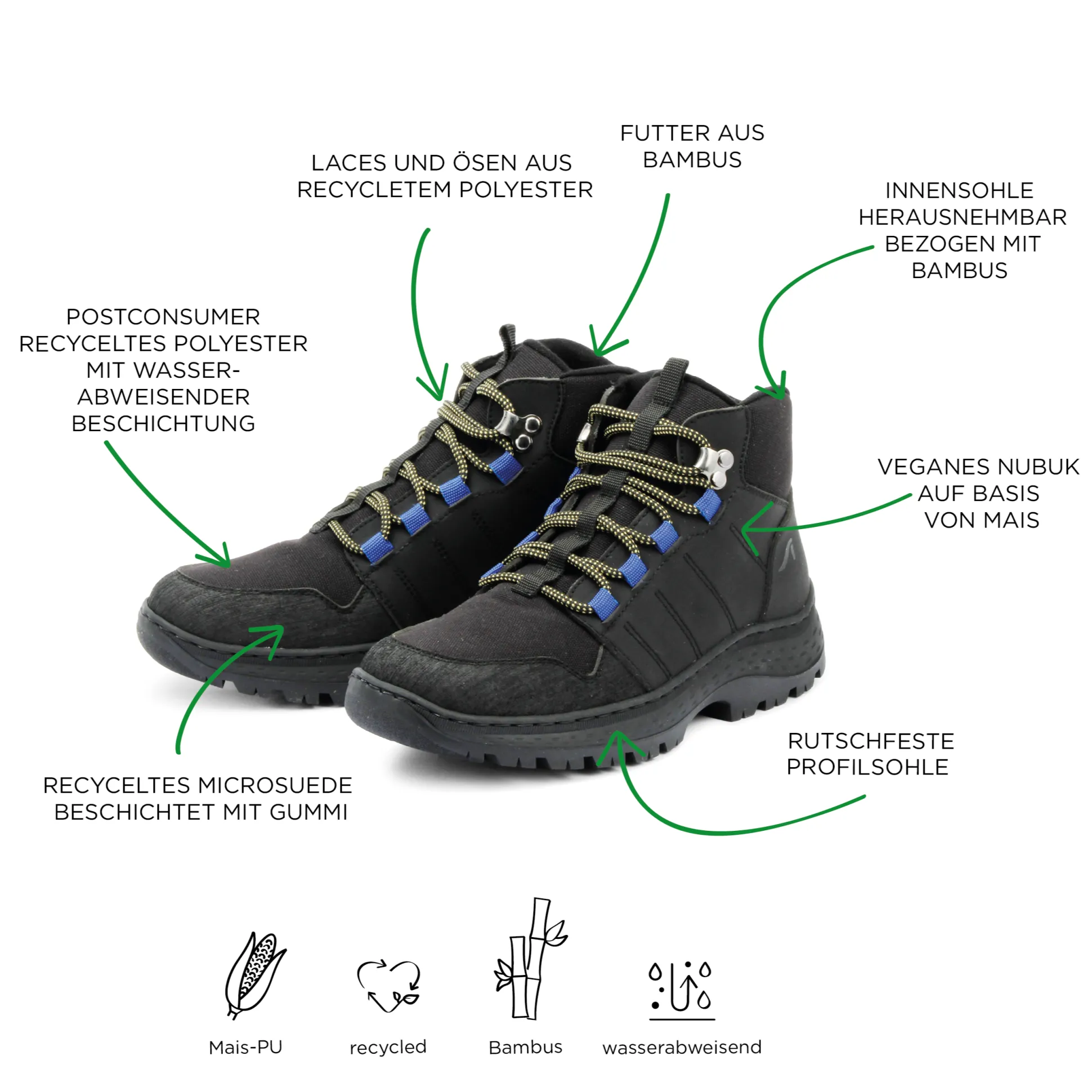 Hiking Vegan Black Bootie