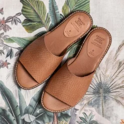 Kaja Leather Sandal Snake Sand