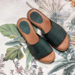 Kaja Leather Sandal Snake Seagreen