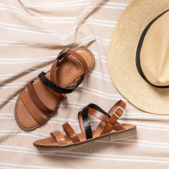 Kiki Leather Sandal Whisky-Multi