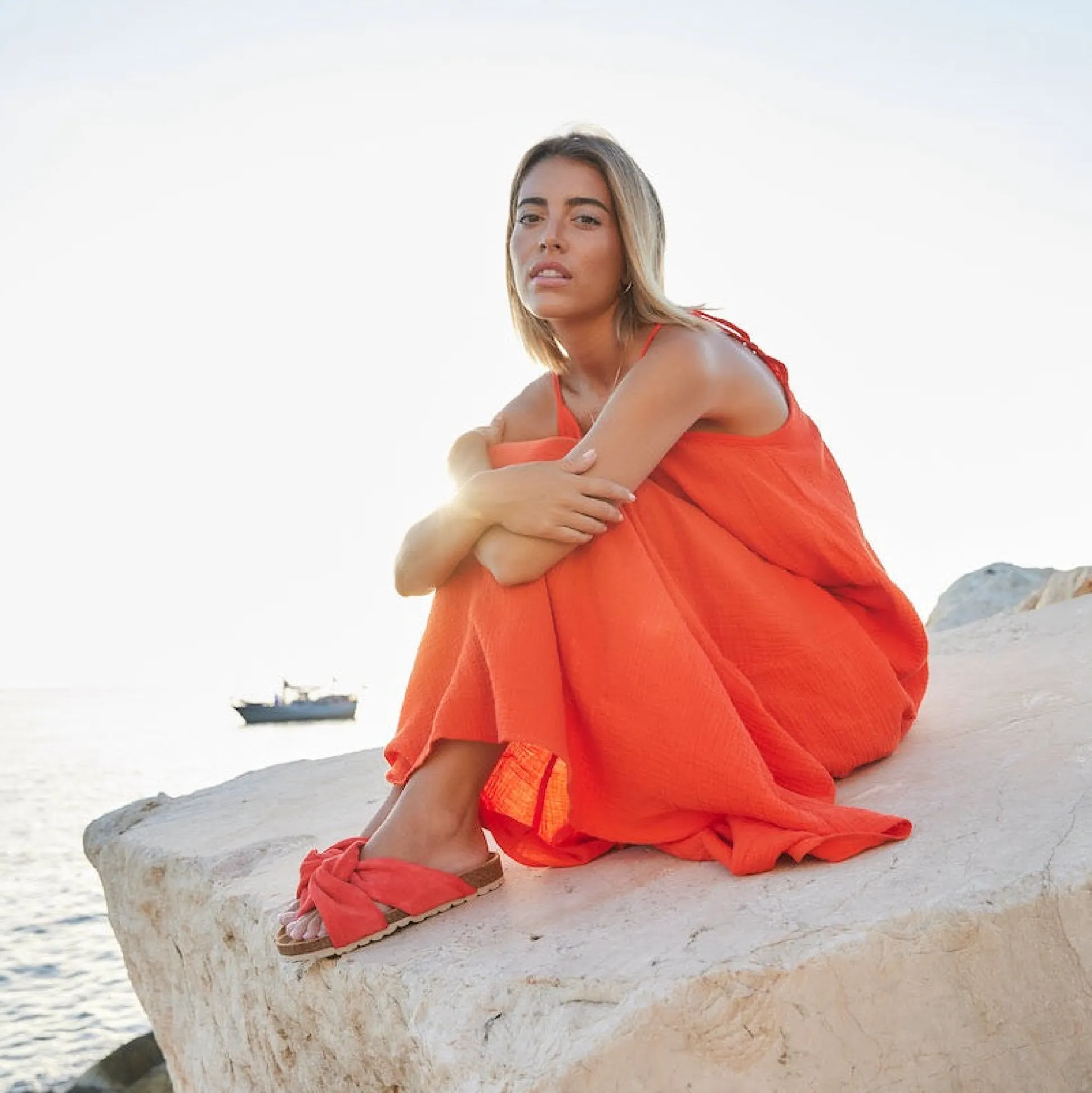 Senna Suede Leather Sandal Red